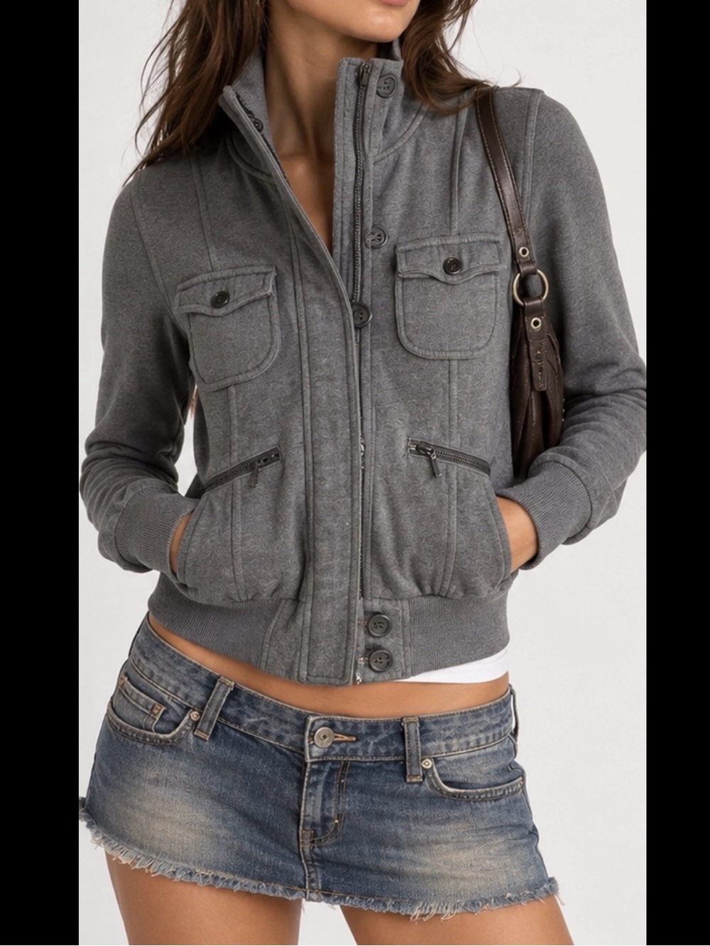 Nollie Y2K Gray Utility Jacket — Size Medium